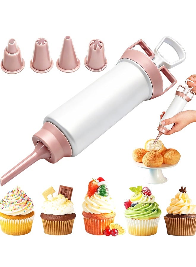 Cake Decorating Gun, Cupcake Icing Piping Kit, Cake Decorating Kit with 5 Piping Tips, Cupcake Injector/Decorating Icing Set - Image 1